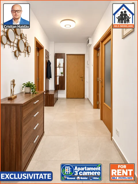 Apartament 3 camere, 2 bai, 3 balcoane | Renovat | Mobilat | Utilat
