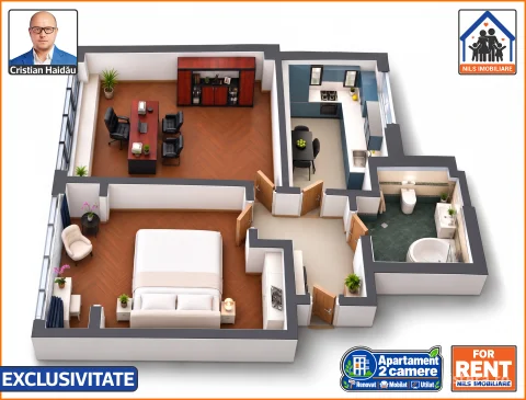 Apartament / Birou | 2 camere | Renovat | Mobilat | Utilat | Unirii